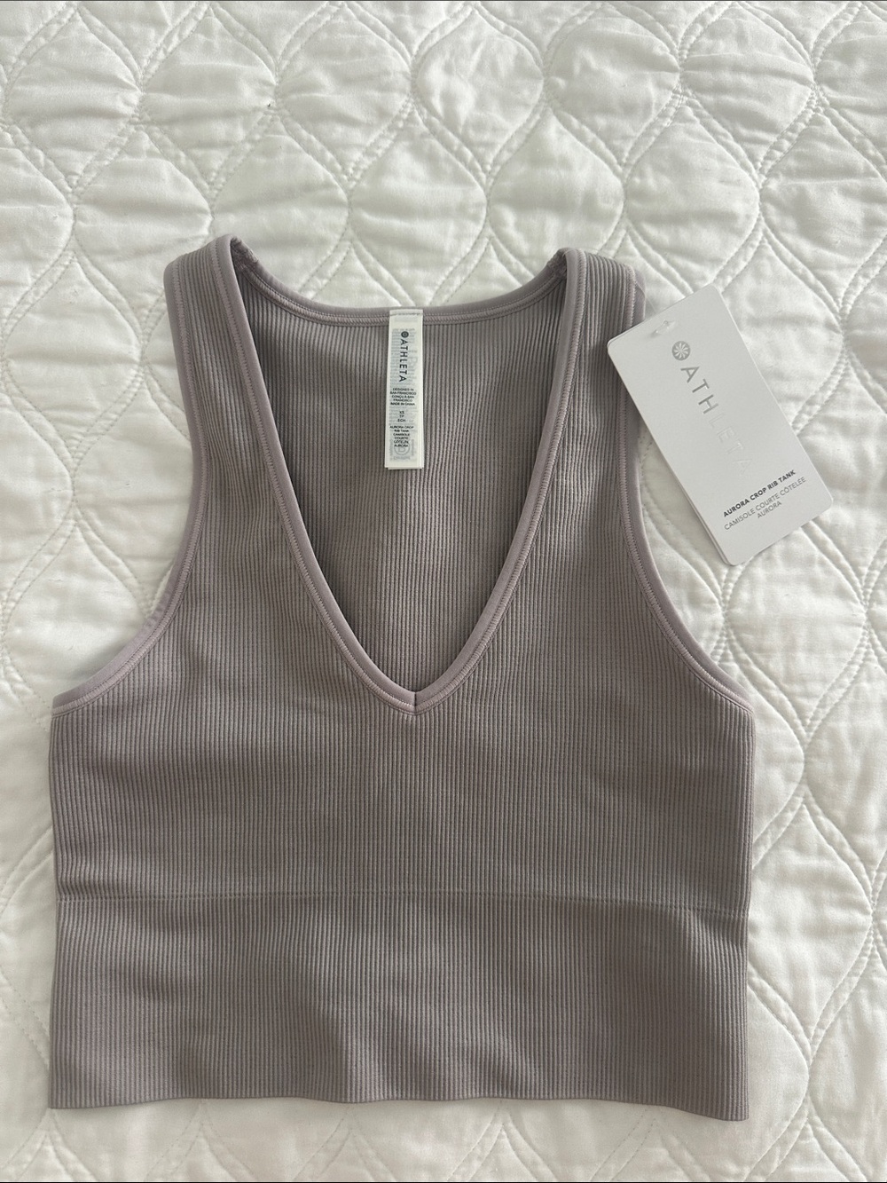Athleta Aurora Ribbed Tank Crop - lavender/taupe - Picture 4 of 7